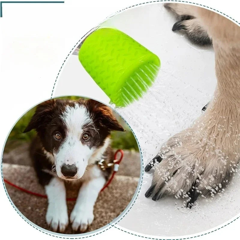 Dog Bath Brush Portable Pet Shower Sprayer Silicone Bottle Attachment Gentle Paw Washing Grooming for Dogs Cats Indoor Outdoor
