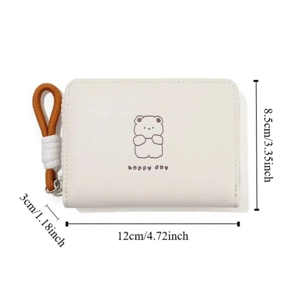 New Cartoon Women Wallet Bear Rabbit Cat Pu Leather Coin Purse Short Wallet