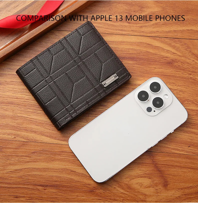 Leather Men's Wallets Slim Bifold Wallet for Men Business Casual Man Short Thin Minimalist Multi Card Holder Purse Money Clip