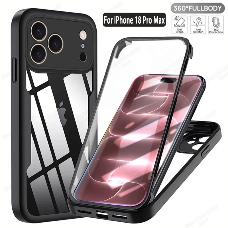360 Full Cover Case For iPhone 17 Pro Max Air Capa For iPhone 18 Pro Max 14 15 Plus 16E 13 12 Mini Screen Protection Phone Cover