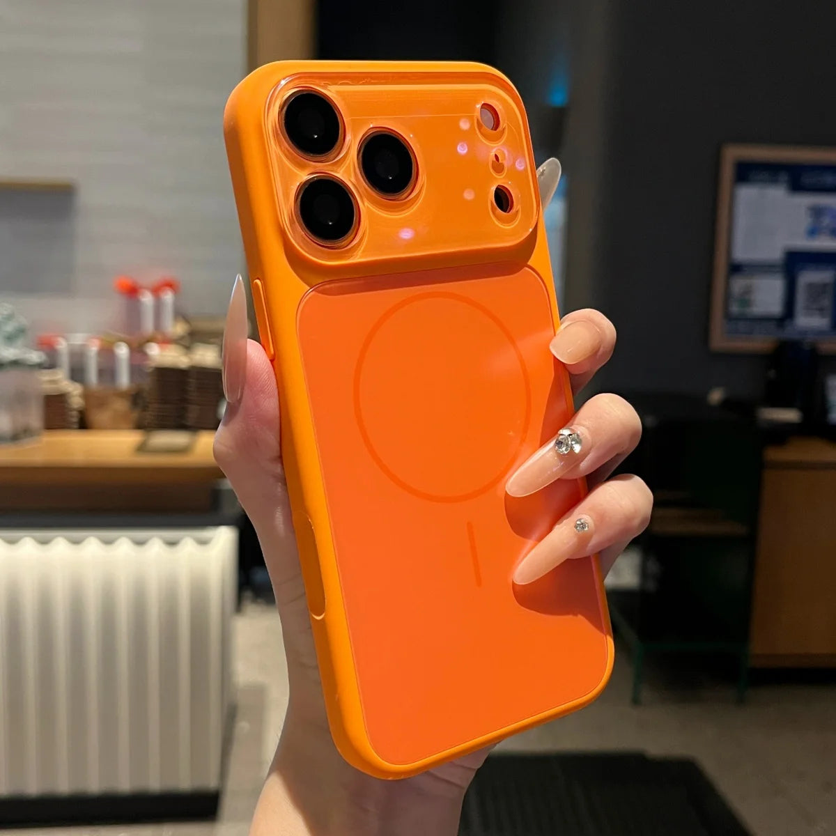 Fashion Liquid Silicone For Magsafe Magnetic Phone Case For iPhone 18 17 16 15 14 13 Pro Max Big Window Lens Glass Protect Cover