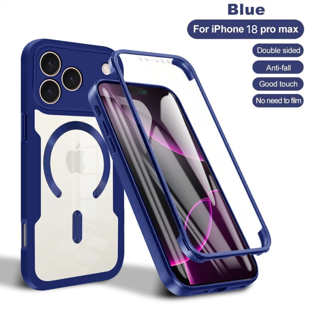 360° Full Body Protect Clear Phone Case For iPhone 18 17 16 15 14 Pro Max Plus For MagSafe Magnetic With Screen Protector Cover