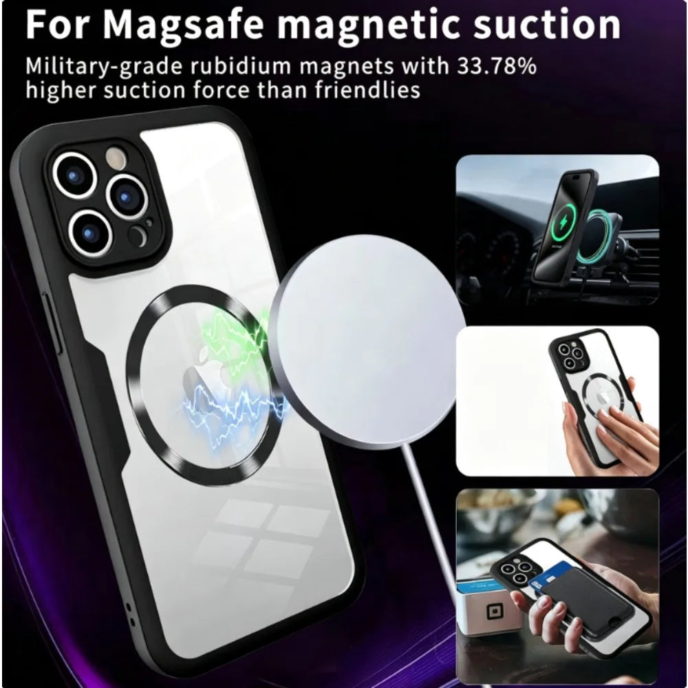 360° Full Body Protect Clear Phone Case For iPhone 18 17 16 15 14 Pro Max Plus For MagSafe Magnetic With Screen Protector Cover