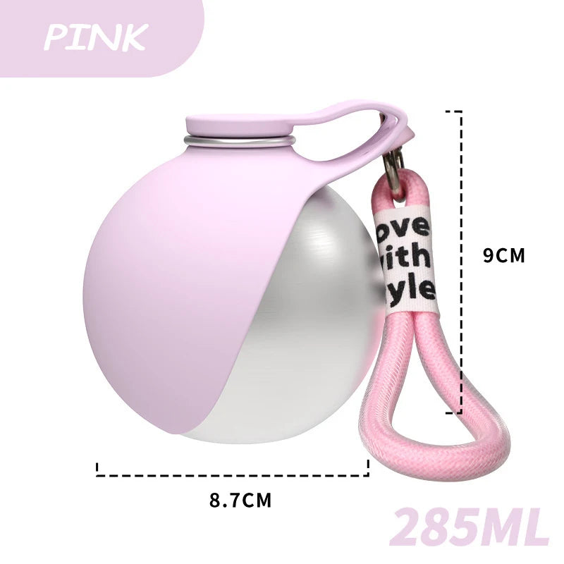 Dog Water Bottle with Bowl for Cat 304 Stainless Steel Portable Outdoor Pet Stainless Steel Water Cup Safe Food-Grade Silicone