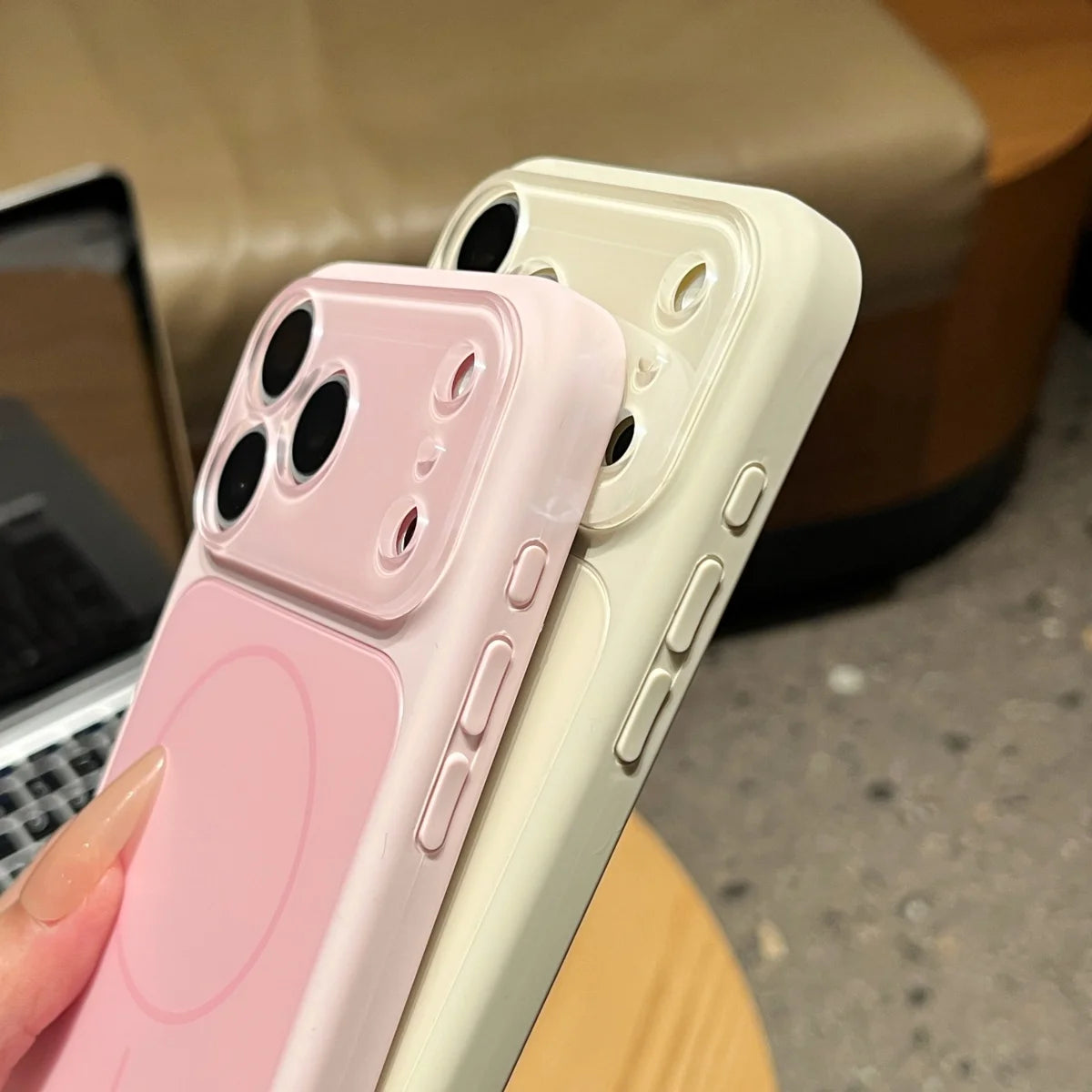 Fashion Liquid Silicone For Magsafe Magnetic Phone Case For iPhone 18 17 16 15 14 13 Pro Max Big Window Lens Glass Protect Cover
