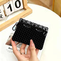 Gothic Lace Heart Bow Wallet Oxford Waterproof Zipper Purse Cute Dark Style Coin Portable Small Clutch Bag for Women Daily Use