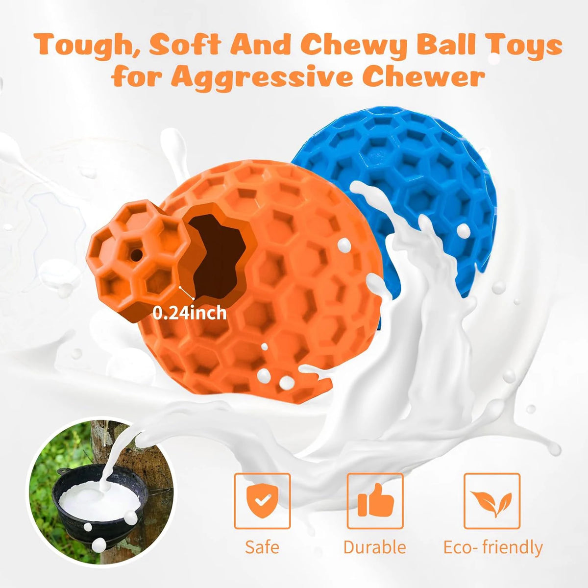 1-3pcs Indestructible Squeaky Dog Toys Interactive Dog Balls Natural Rubber Puppy Ball for Dog Chew Toys Random Color