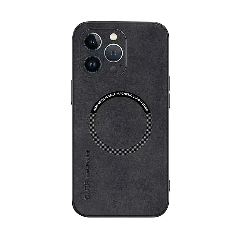Luxury Leather Shockproof Phone Case For iPhone 17 16 15 14 13 12 11 18 Pro Max Plus For Magsafe Magnetic Wireless Charging Case