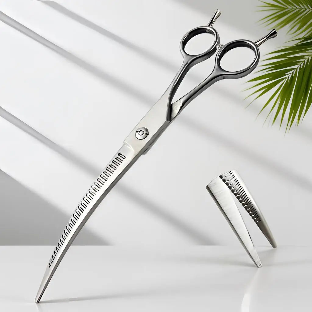 Wingsbro 8 Inch Dog Curved Drooming Scissors, New Style Pet Curved Thinning Scissors Curved Shark Scissors For Dog Hair Trimming