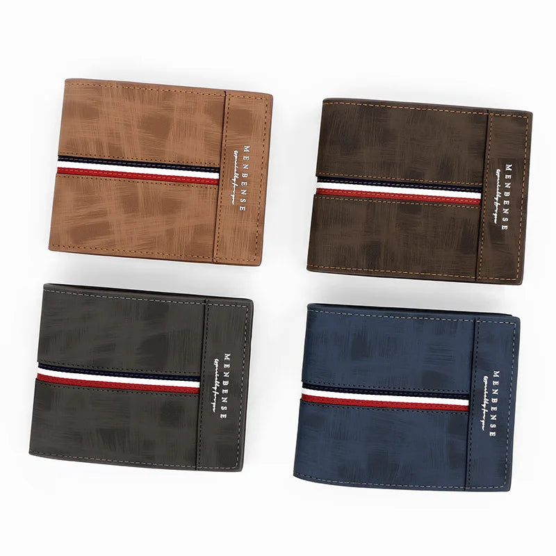 Luxury Slim Short Men's Wallet - High-Quality PU Leather Card Holder with Coin Pocket, Small Compact Male Purse for Daily Use