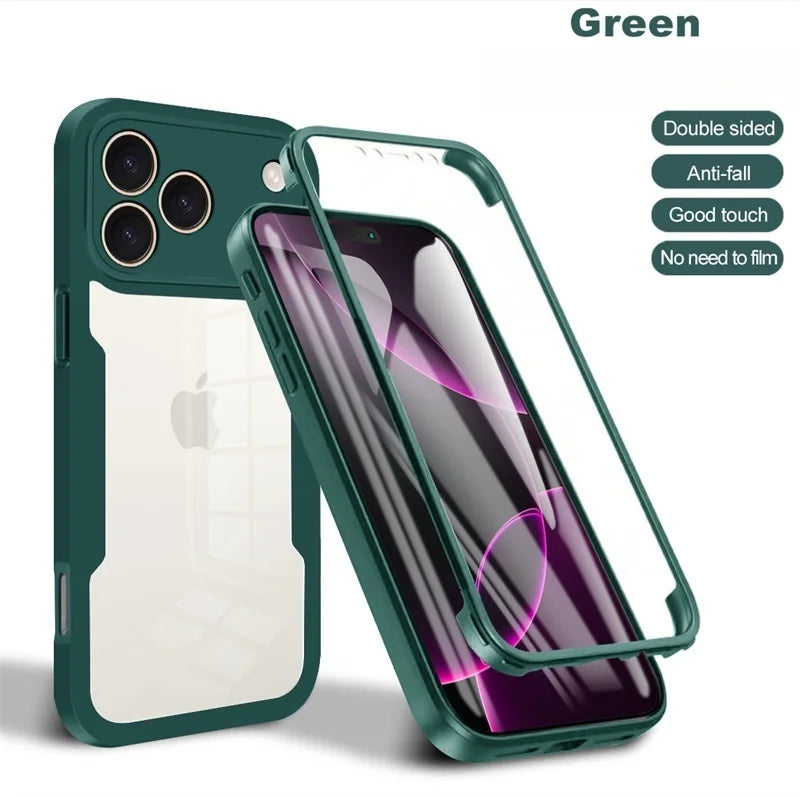 360 Full Body Built-in Screen Protector Case For iPhone 18 17 16 15 14 13 12 11 Pro Max Plus 16e 17e Funda Shockproof Back Cover