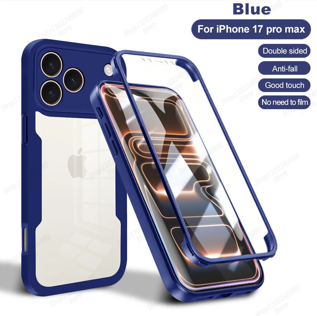 360 Full Cover Case For iPhone 17 Pro Max Air Capa For iPhone 18 Pro Max 14 15 Plus 16E 13 12 Mini Screen Protection Phone Cover