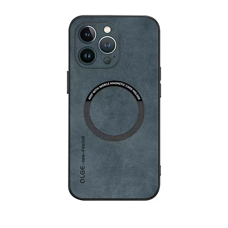 Luxury Leather Shockproof Phone Case For iPhone 17 16 15 14 13 12 11 18 Pro Max Plus For Magsafe Magnetic Wireless Charging Case