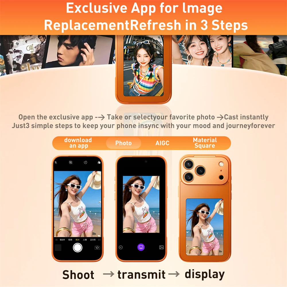 High Tech NFC DIY E Ink Screen Display AI Case For iPhone 17 18 Pro Max 16 Customized Image Transmission Syncing Projector Cover
