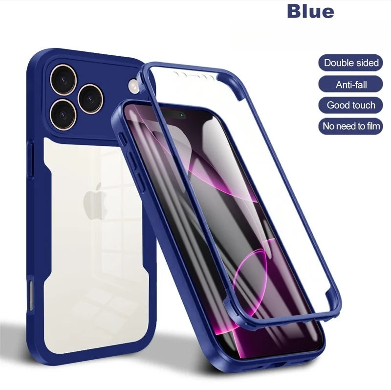 360 Full Body Built-in Screen Protector Case For iPhone 18 17 16 15 14 13 12 11 Pro Max Plus 16e 17e Funda Shockproof Back Cover
