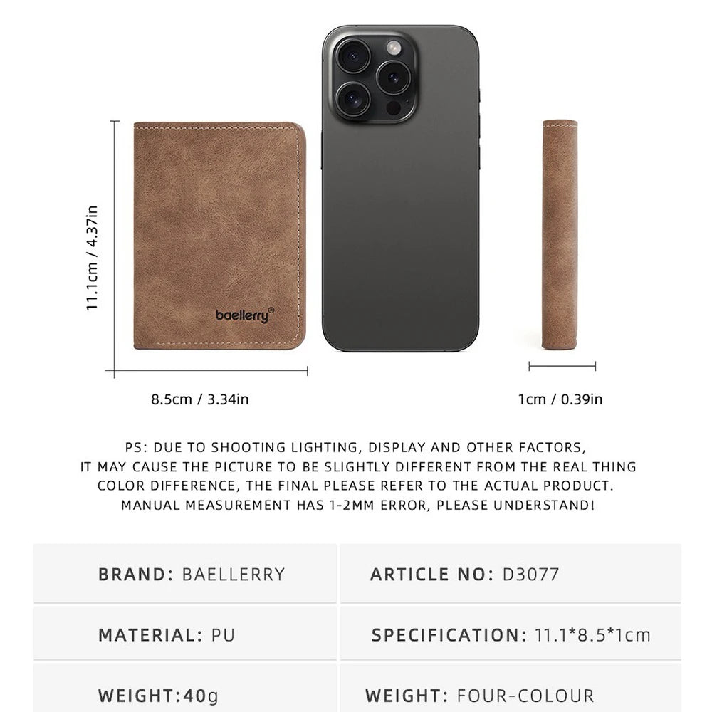 Baellerry Wallet for Men PU Leather Front Pocket Minimalist Money Clip Travel Essentials
