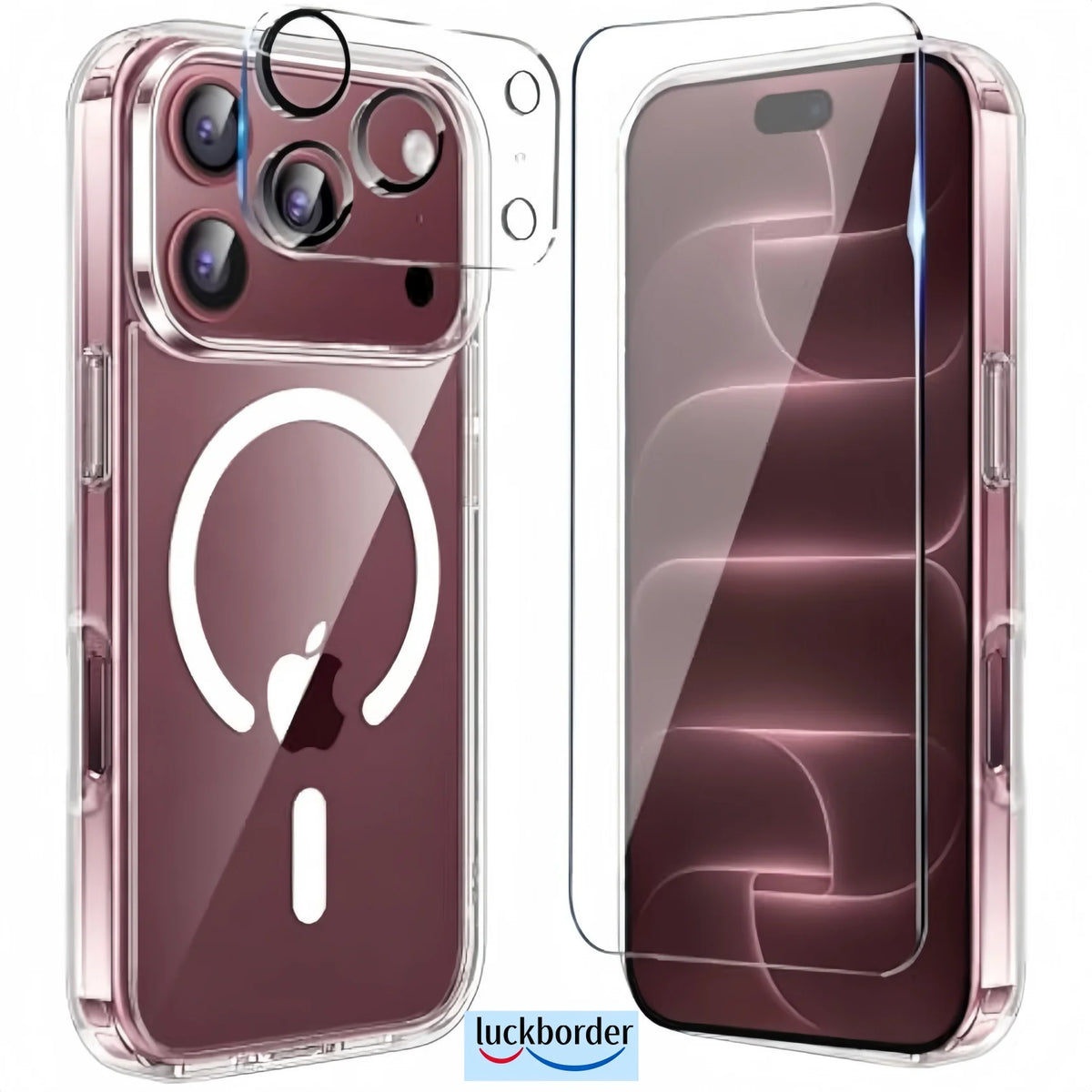 Clear Magnetic For iPhone 18 17 Pro Max Phone Case with Screen Protector,  Camera Protector , Shockproof  Cover -Transparent