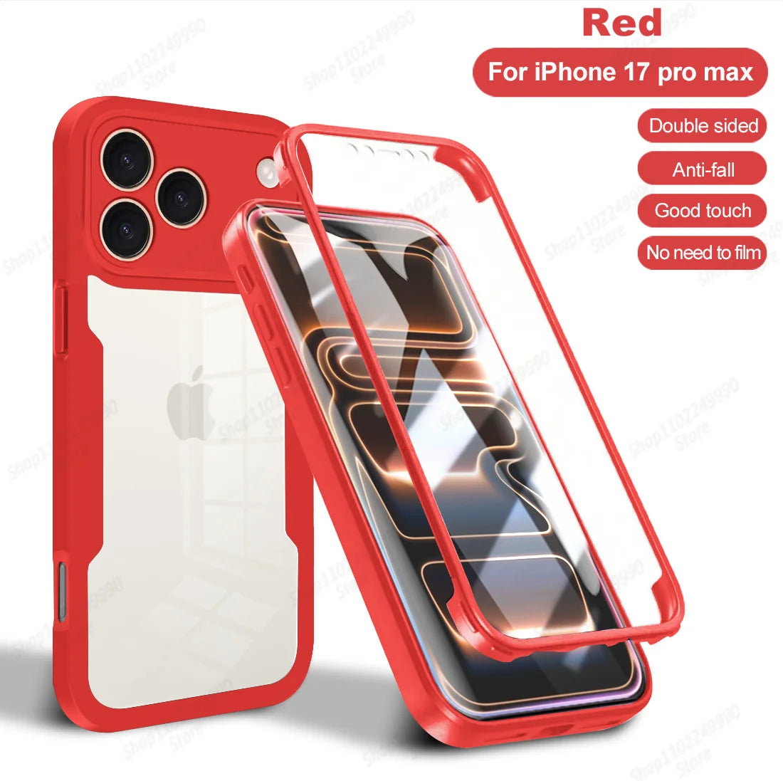 360 Full Cover Case For iPhone 17 Pro Max Air Capa For iPhone 18 Pro Max 14 15 Plus 16E 13 12 Mini Screen Protection Phone Cover