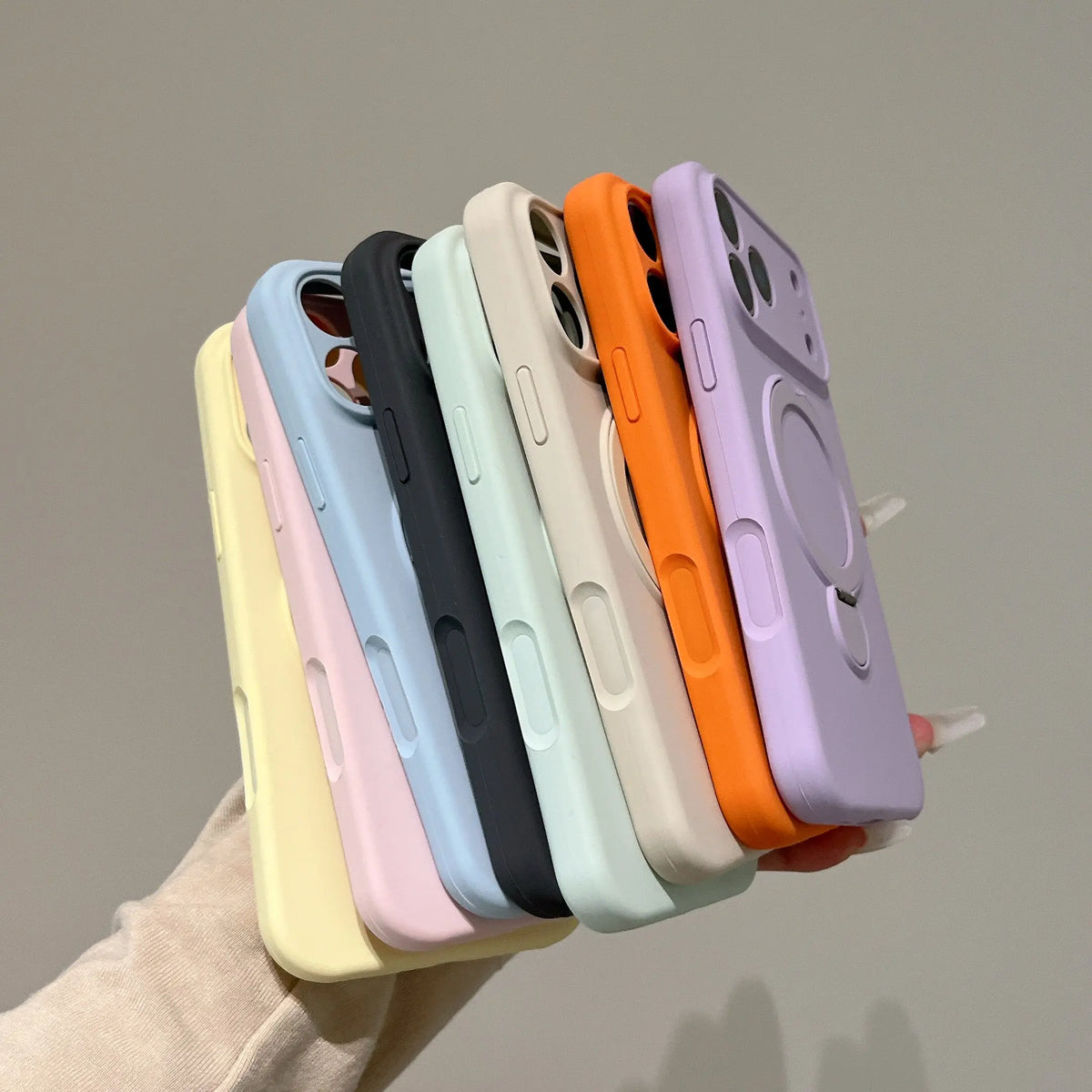 360° Rotate Fold Magnetic Ring Holder Stand Case For iPhone 18 Pro Max 17 Air 16 15 14 13 Magsafe Soft Liquid Silicone Cover