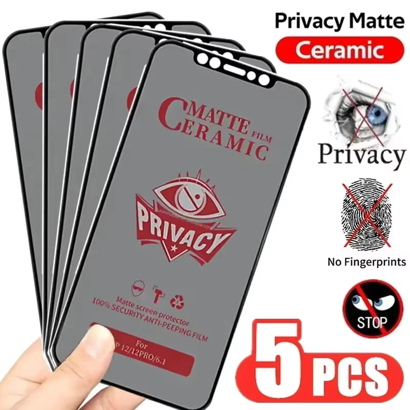 1-5Pcs Matte Ceramic Privacy Screen Protector for iPhone 14 11 12 13 15 16 17 18 Pro Max Air Antispy Film for iPhone 7 8 Plus XR
