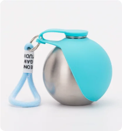 Portable Stainless Steel Pet Water Bottle with Foldable Silicone Bowl for Dogs and Cats Outdoor Walking Hiking Travel Use