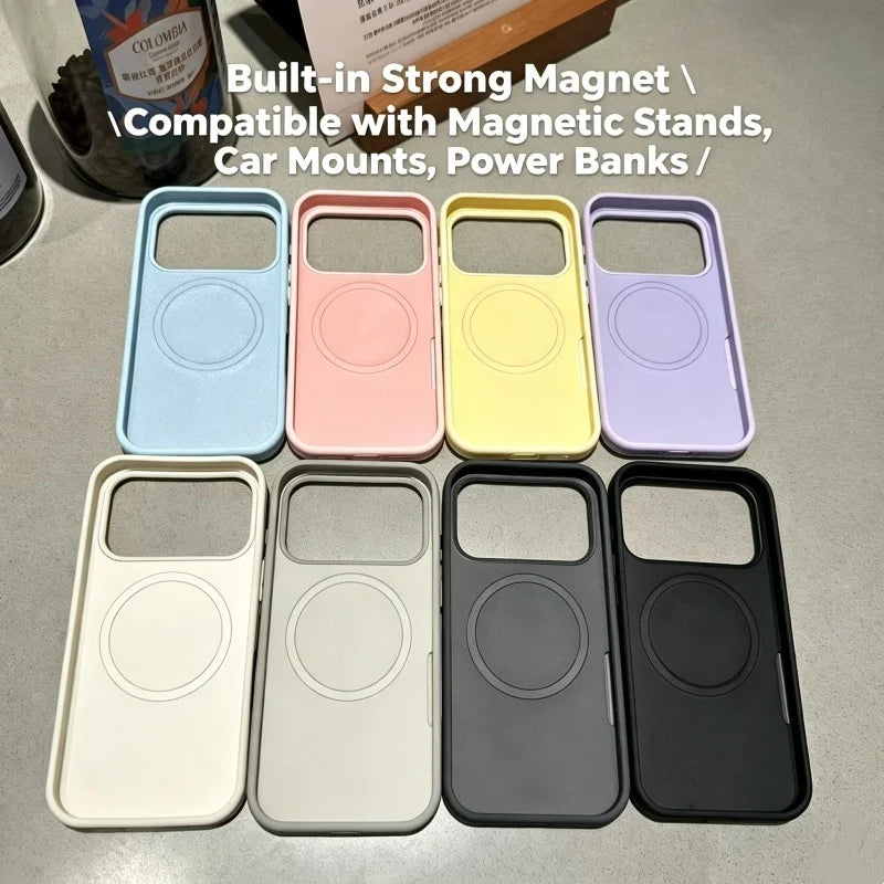 Liquid Silicone Magnetic Phone Case For 18 17 16 15 14 13 Pro Max Plus Built‑in MagSafe Microfiber Lining Soft Cover Case