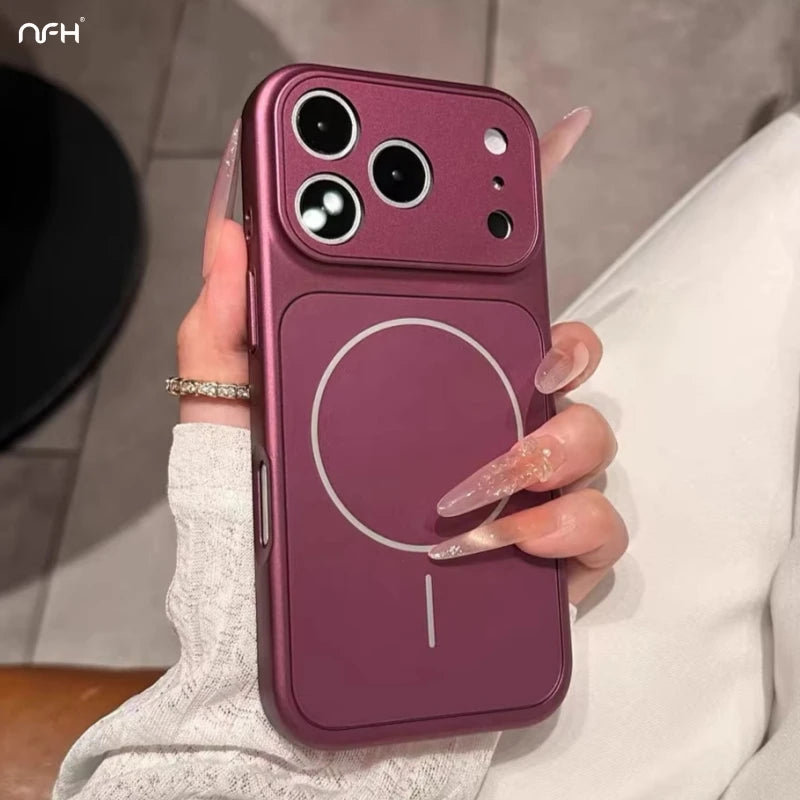 For iPhone 18 Pro Max Luxury Magsafe Magnetic Hard PC Frame Phone Case For iPhone 17 16 15 14 13 Lens Protective Matte Cover