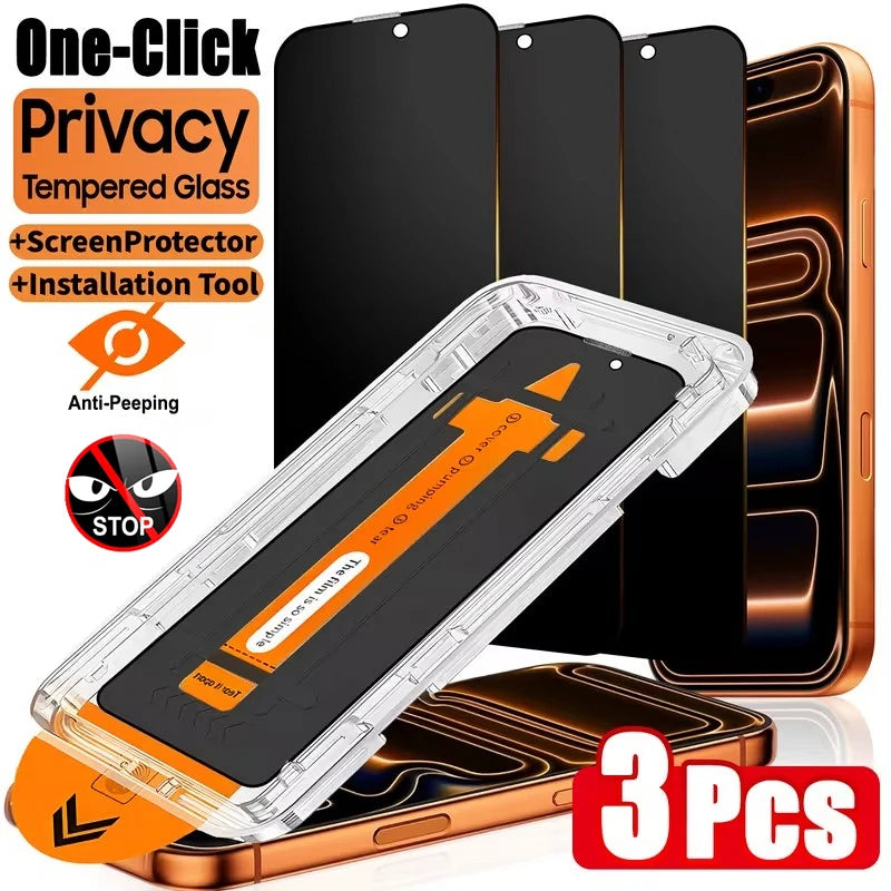 3Pcs Privacy Screen Protector For iPhone 17 13 14 15 16 18 Pro Max Oleophobic Coating Dust Free Easy Installation For iPhone Air