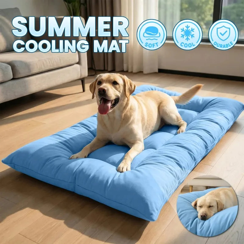 Extra-Large Summer Cooling Mat Dog Sofa Bed | Ultra-Soft, 8 Compartments, Extra-Large Plush Dog Sofa Bed | Super Soft,