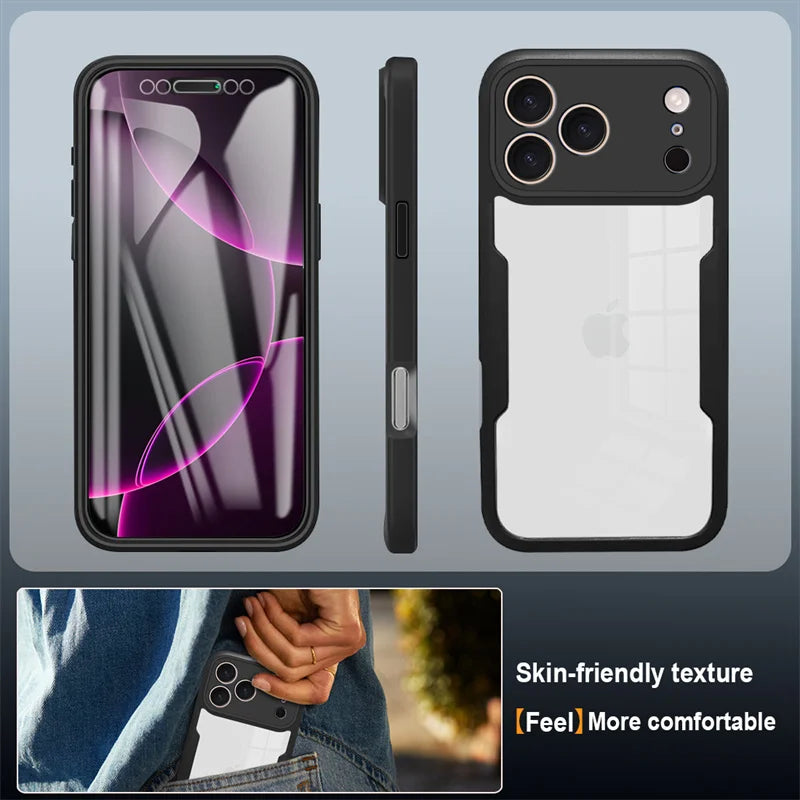 360 Full Body Built-in Screen Protector Case For iPhone 18 17 16 15 14 13 12 11 Pro Max Plus 16e 17e Funda Shockproof Back Cover