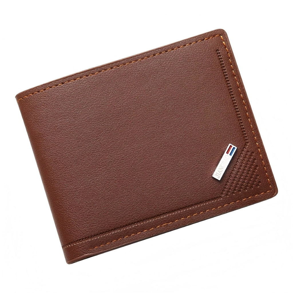 New Men's Short Leather Slim Wallets Business Man Money Clip Credit Card Holder Purse Thin Minimalist Bifold Wallet