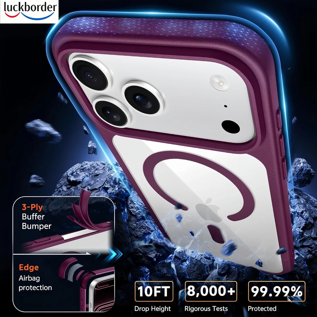 With Screen Protector Acrylic Magnetic Transparent Phone Case For iPhone 18 17 Pro Max,Slim Drop Protection Protective Cell Case
