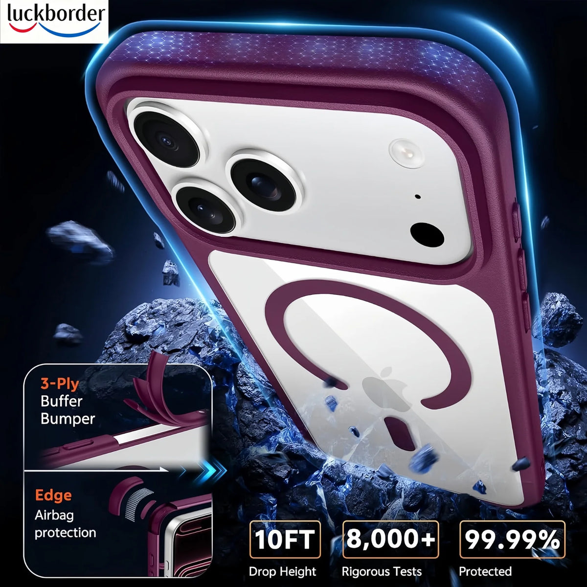With Screen Protector Acrylic Magnetic Transparent Phone Case For iPhone 18 17 Pro Max,Slim Drop Protection Protective Cell Case