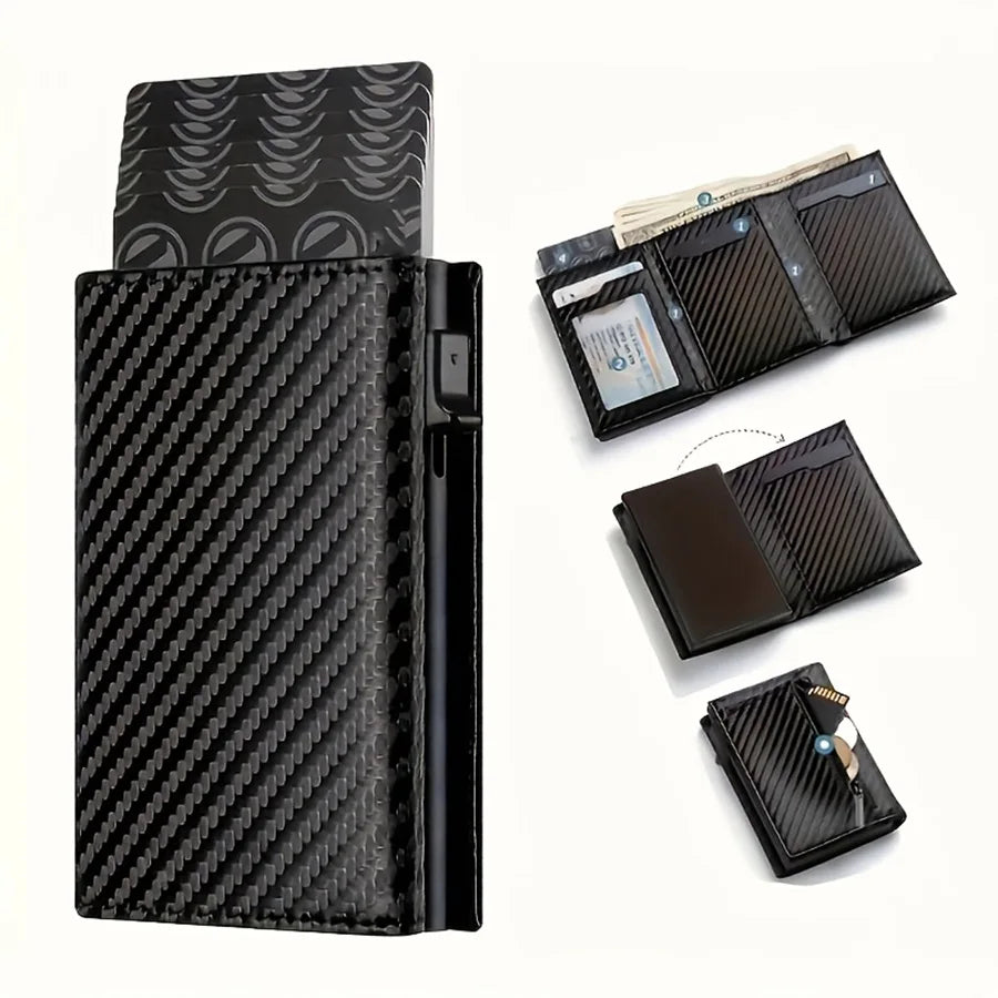 Automatic Pop Up Wallet RFID Blocking Multicolor, Slim Aluminum Metal Ejector Minimalist Credit Card Holder Case for Men