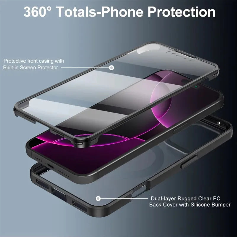 Full Body Protection Case For Apple iPhone 18 17 Pro Max Protective Cover With Screen Protector For Magsafe Wireless Charing