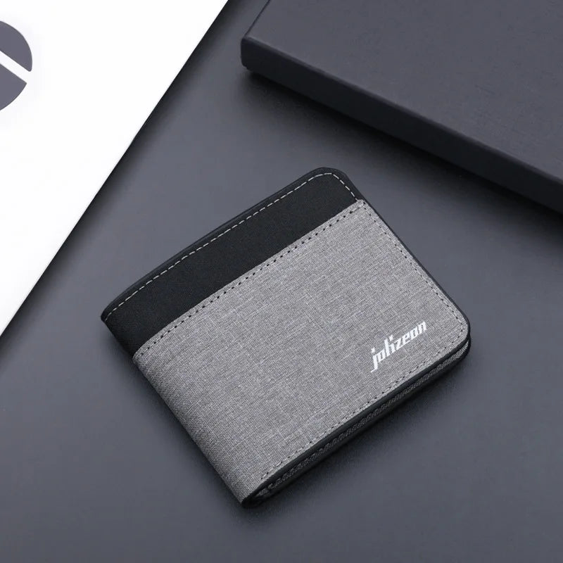 Men Fashion Canvas Wallet Short Purse Credit Card Case Bag Black/blue/gray Card Holder Wallet Male Money Bag 2023 Bank Holder