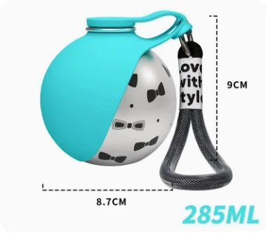 Portable Stainless Steel Pet Water Bottle with Foldable Silicone Bowl for Dogs and Cats Outdoor Walking Hiking Travel Use