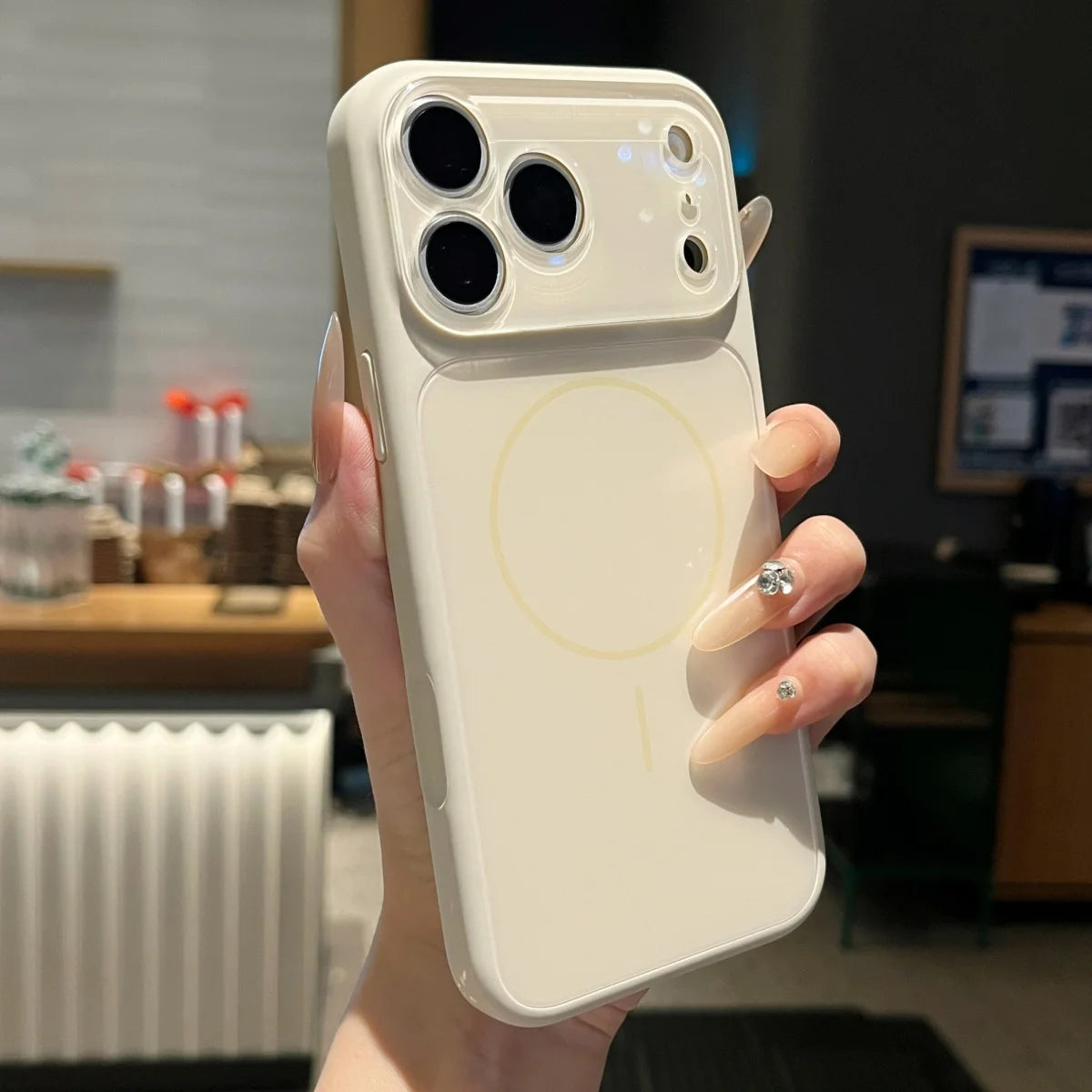 Fashion Liquid Silicone For Magsafe Magnetic Phone Case For iPhone 18 17 16 15 14 13 Pro Max Big Window Lens Glass Protect Cover