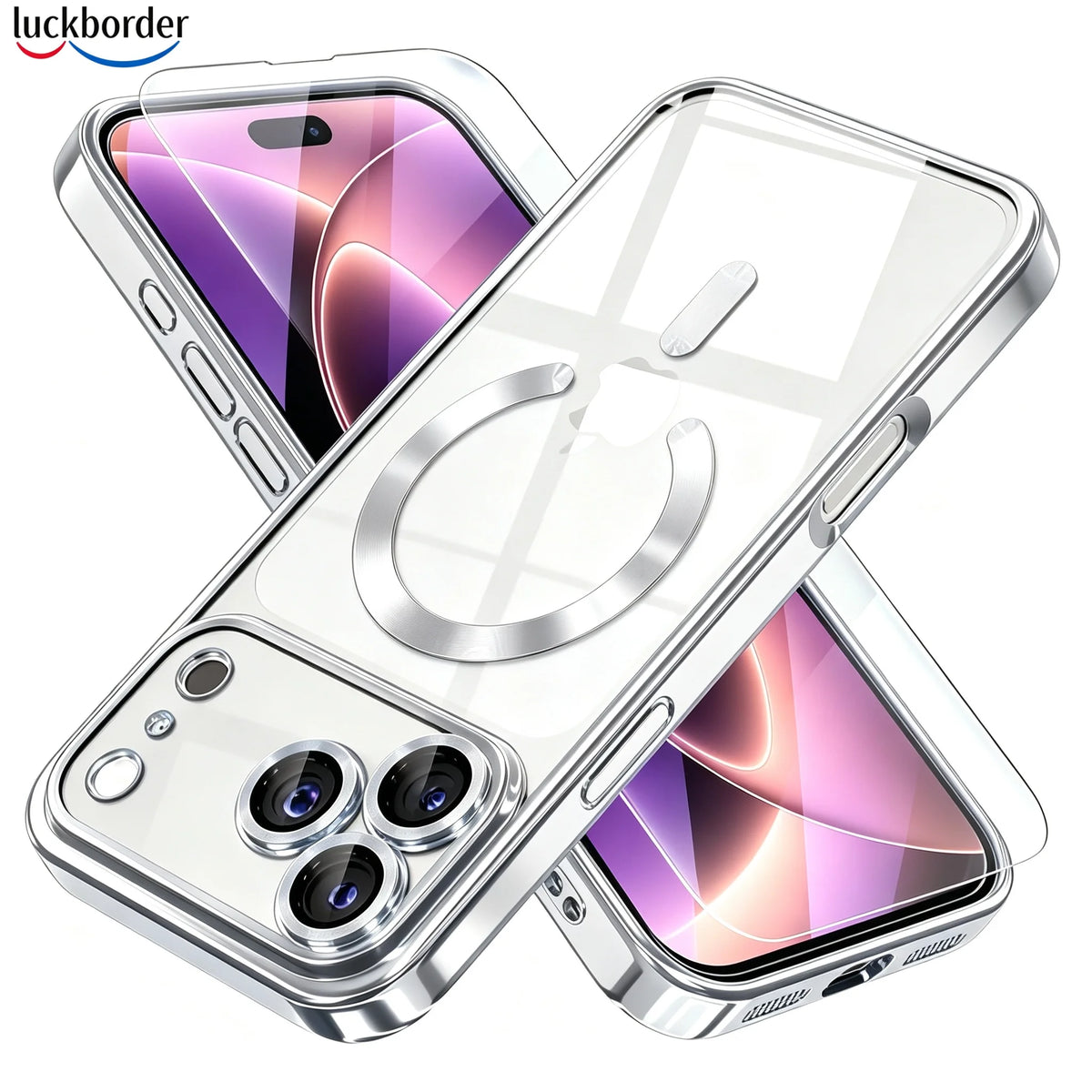 With Screen Protector Camera Protection Clear Luxury Plating Cover Soft TPU With Magnetic Phone Case For IPhone 18 17 Pro Max