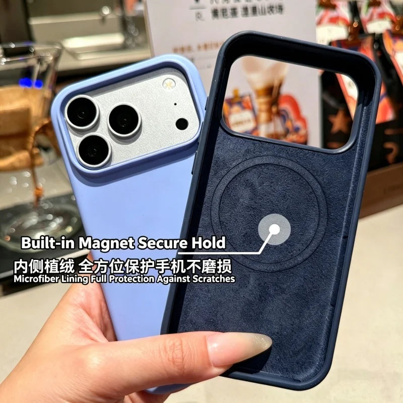 Liquid Silicone Magnetic Phone Case For 18 17 16 15 14 13 Pro Max Plus Built‑in MagSafe Microfiber Lining Soft Cover Case