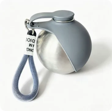 Portable Stainless Steel Pet Water Bottle with Foldable Silicone Bowl for Dogs and Cats Outdoor Walking Hiking Travel Use