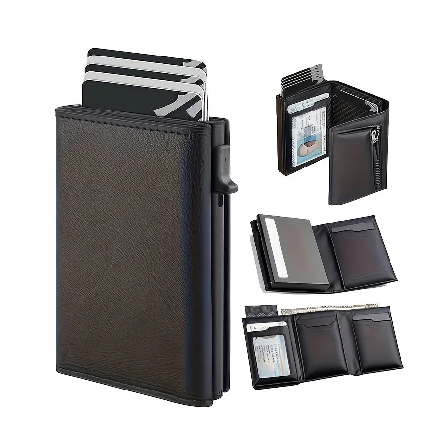 Automatic Pop Up Wallet RFID Blocking Multicolor, Slim Aluminum Metal Ejector Minimalist Credit Card Holder Case for Men
