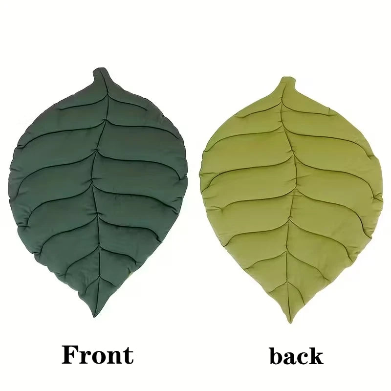 Stylish Leaf Pet Cushion Reversible Soft Washable Non Slip Bed Mat for Cats Dogs Indoor Travel Camping Comfort Travel Gear