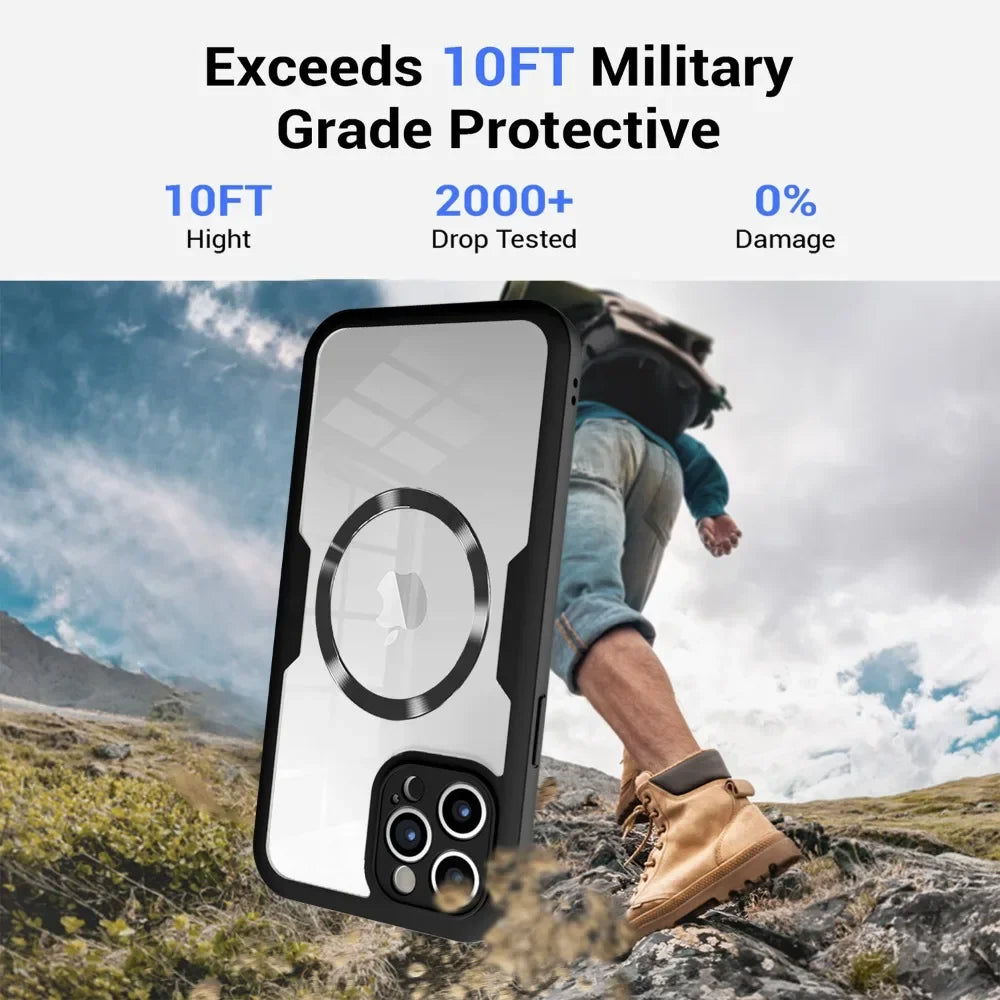 Transparent Case For iPhone 18 17 16 15 14 Pro Max Plus For MagSafe Magnetic 360° Full Body Protect With Screen Protector Cover