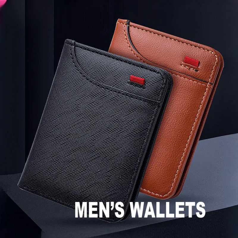 Men's Slim Bifold Wallet - Vertical ID Window & Multi-Card Slots, Compact Design for Credit Cards & IDs, Daily Carry Essential