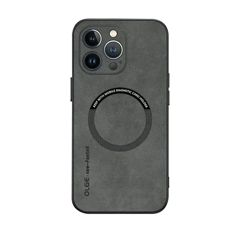 Luxury Leather Shockproof Phone Case For iPhone 17 16 15 14 13 12 11 18 Pro Max Plus For Magsafe Magnetic Wireless Charging Case