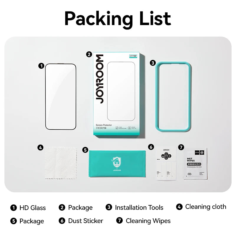 Joyroom 1/2/3pcs HD Glass For iPhone 18 17 16 15 14 13 12 Pro Max Screen Protector For iPhone 18 17 Pro Max Glass Tempered Glass