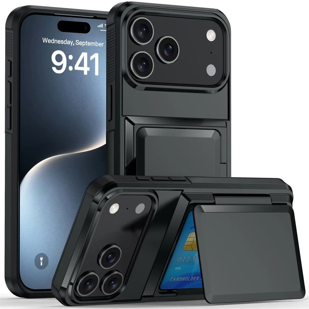 Wallet Case For iPhone 18 Pro Max 17 Pro Max 16 15 14 13 Protective Credit ID Card Holder Heavy Duty Protection Shockproof Cover