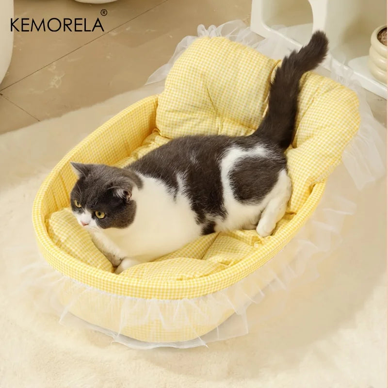KEMORELA Gauze-edged Cat Princess Sofa Bed Washable and Removable - Universal Pet Mat for All Seasons Suitable for Cats and Dogs
