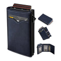Carbon Fiber Microfiber Leather Pop Up Wallet For Men, RFID Blocking Credit Card Holder With Clear ID Window Cash Pocket